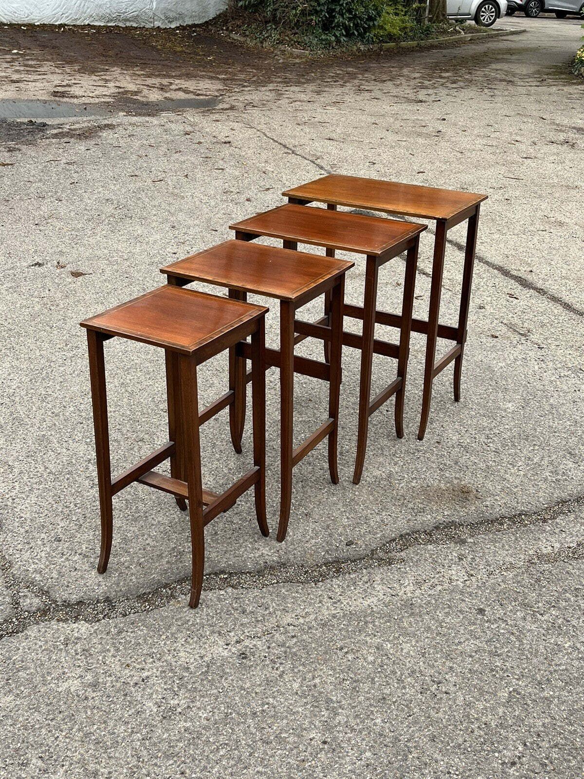 Victorian Inlaid Mahogany Quartetto Nest. Perfect Coffee / Lamp Tables photo vintage