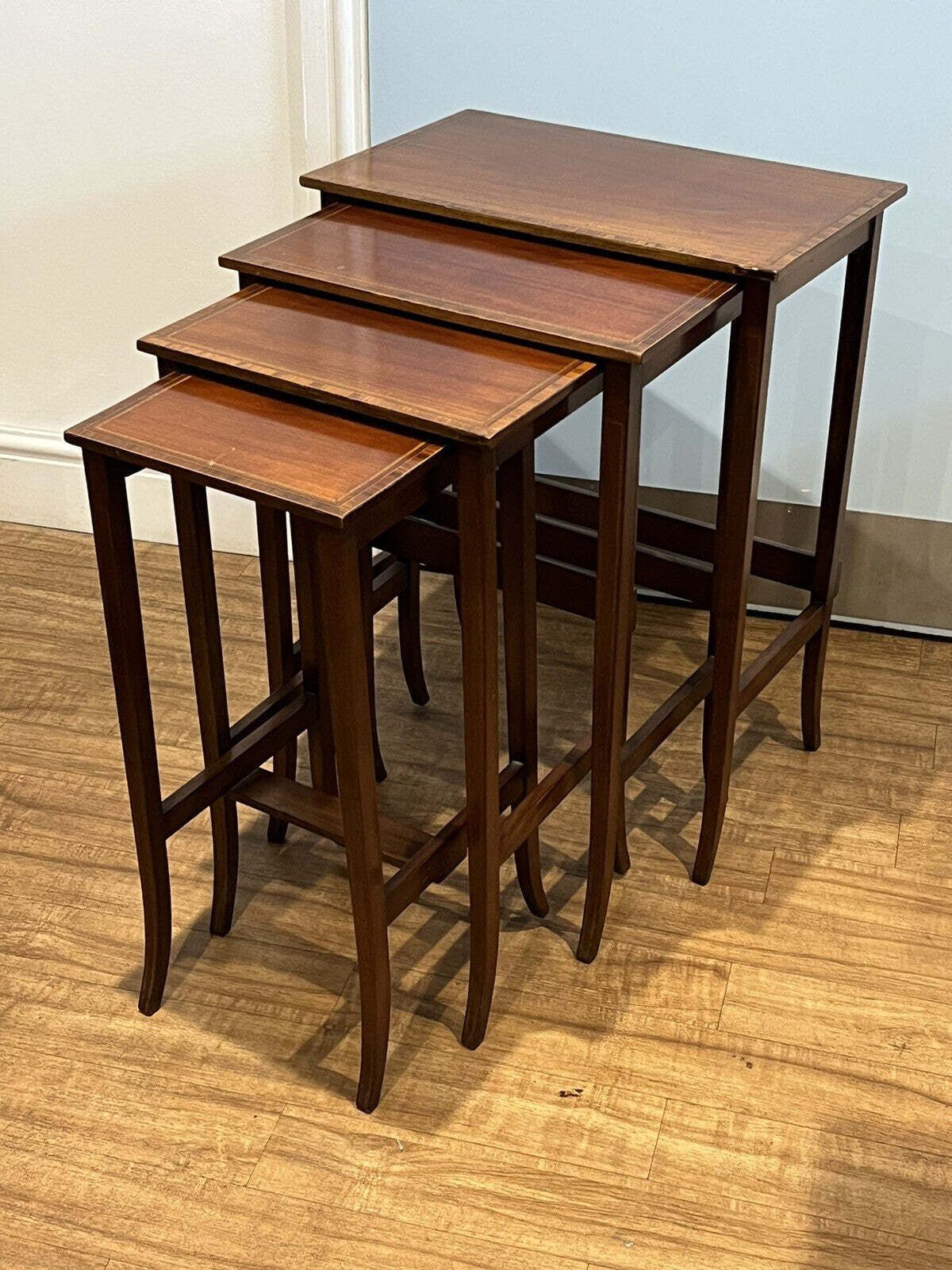 Furniture Victorian Inlaid Mahogany Quartetto Nest. Perfect Coffee / Lamp Tables photo