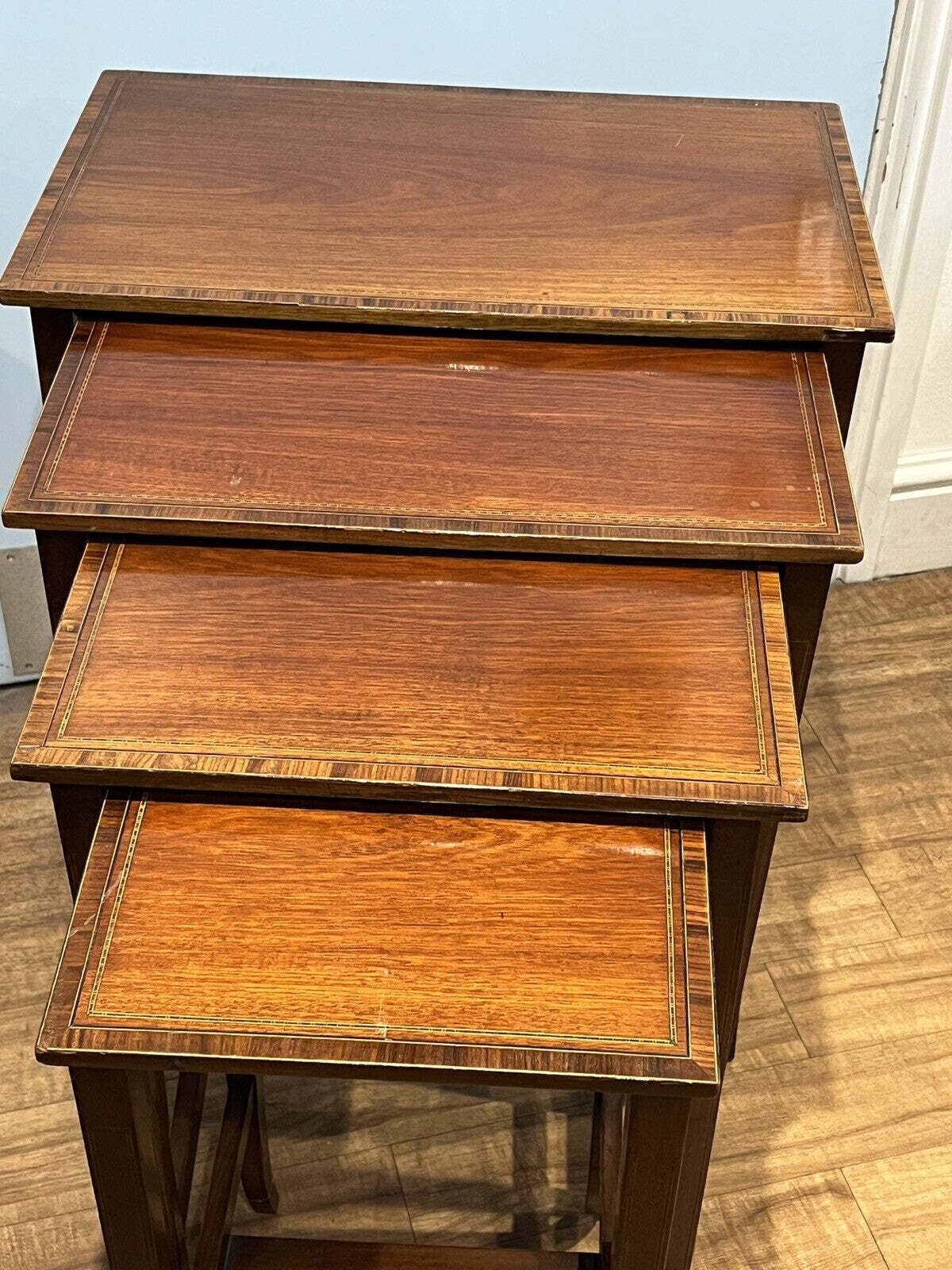 791.0 Victorian Inlaid Mahogany Quartetto Nest. Perfect Coffee / Lamp Tables photo