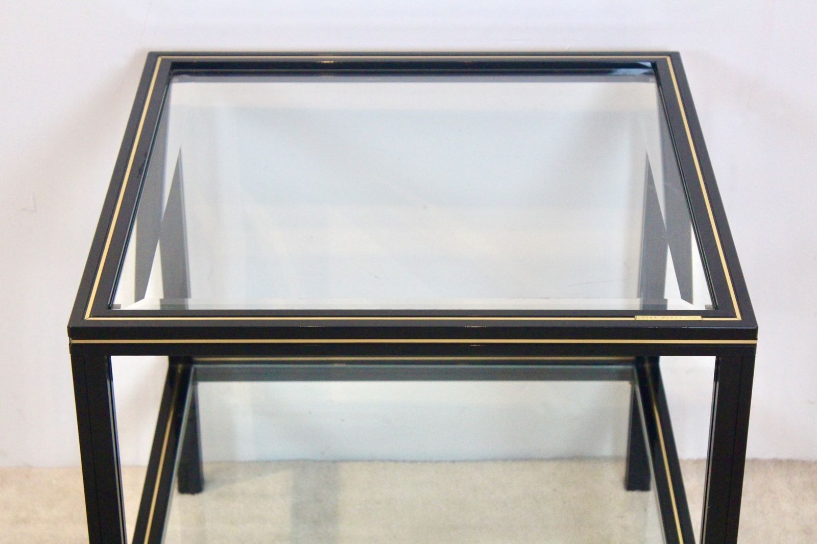 Pierre Vandel Black Aluminum And Brass Side Table, France, 1970s photo for sale