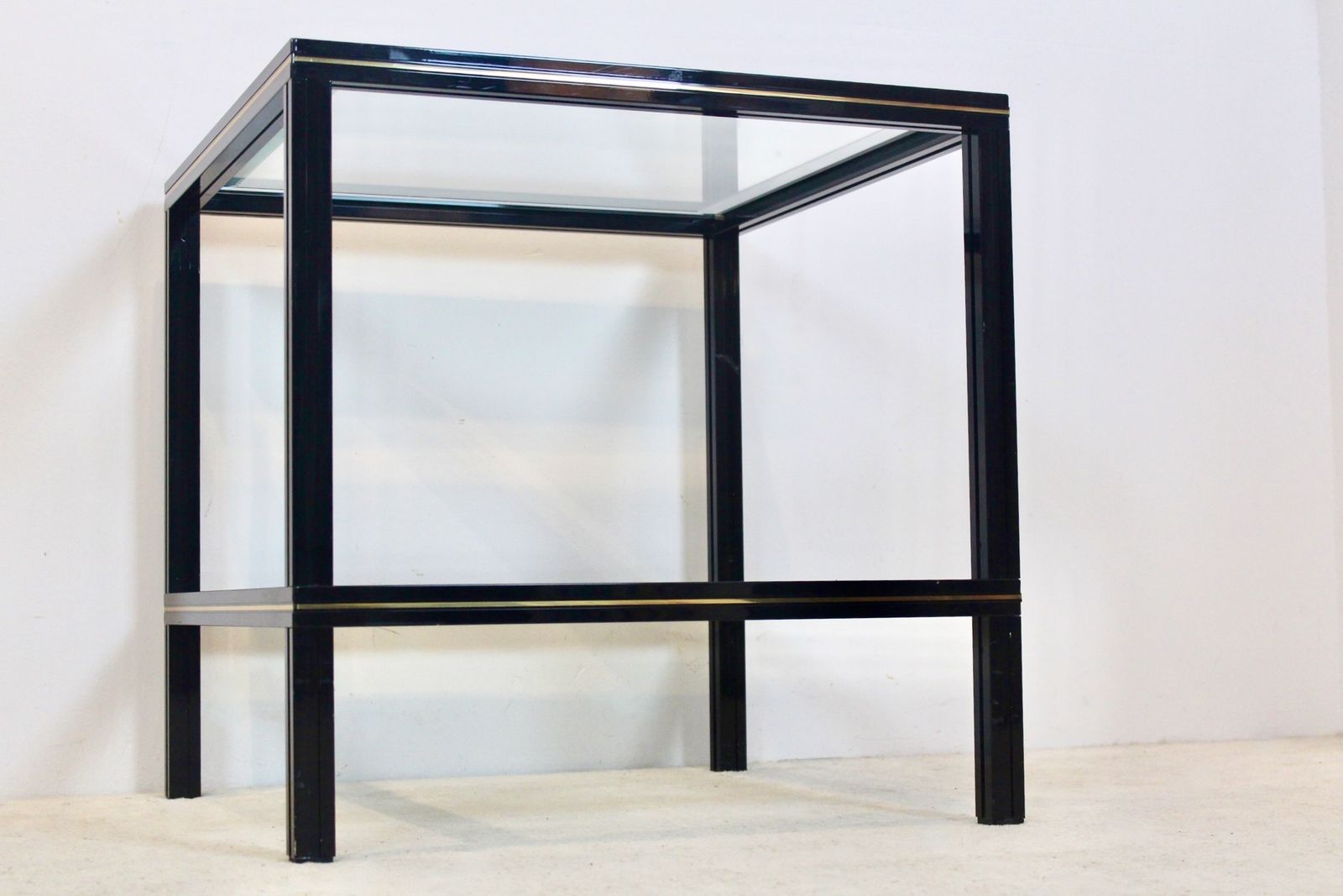 Pierre Vandel Black Aluminum And Brass Side Table, France, 1970s photo 892.0