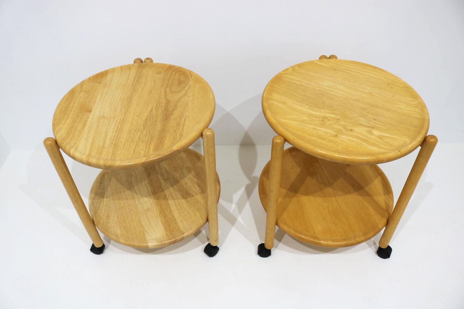 Pair Of Vintage Danish Foldable Rolling Bar Carts With Removable Trays By Quistgaard photo Furniture