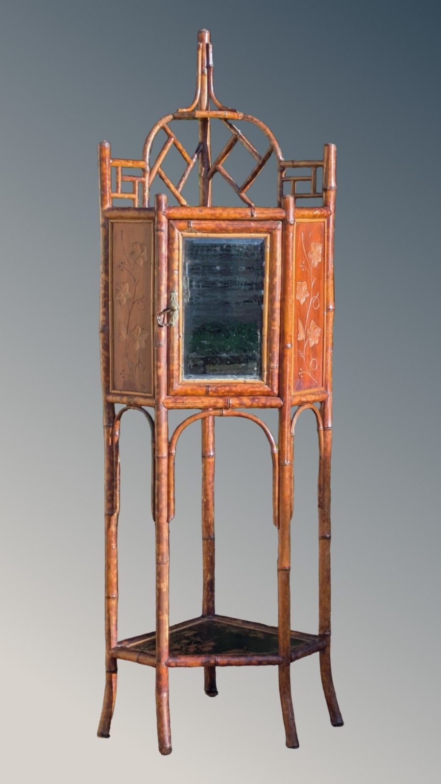 Pretty Antique Bamboo Cabinet Aesthetic Period photo vinterior