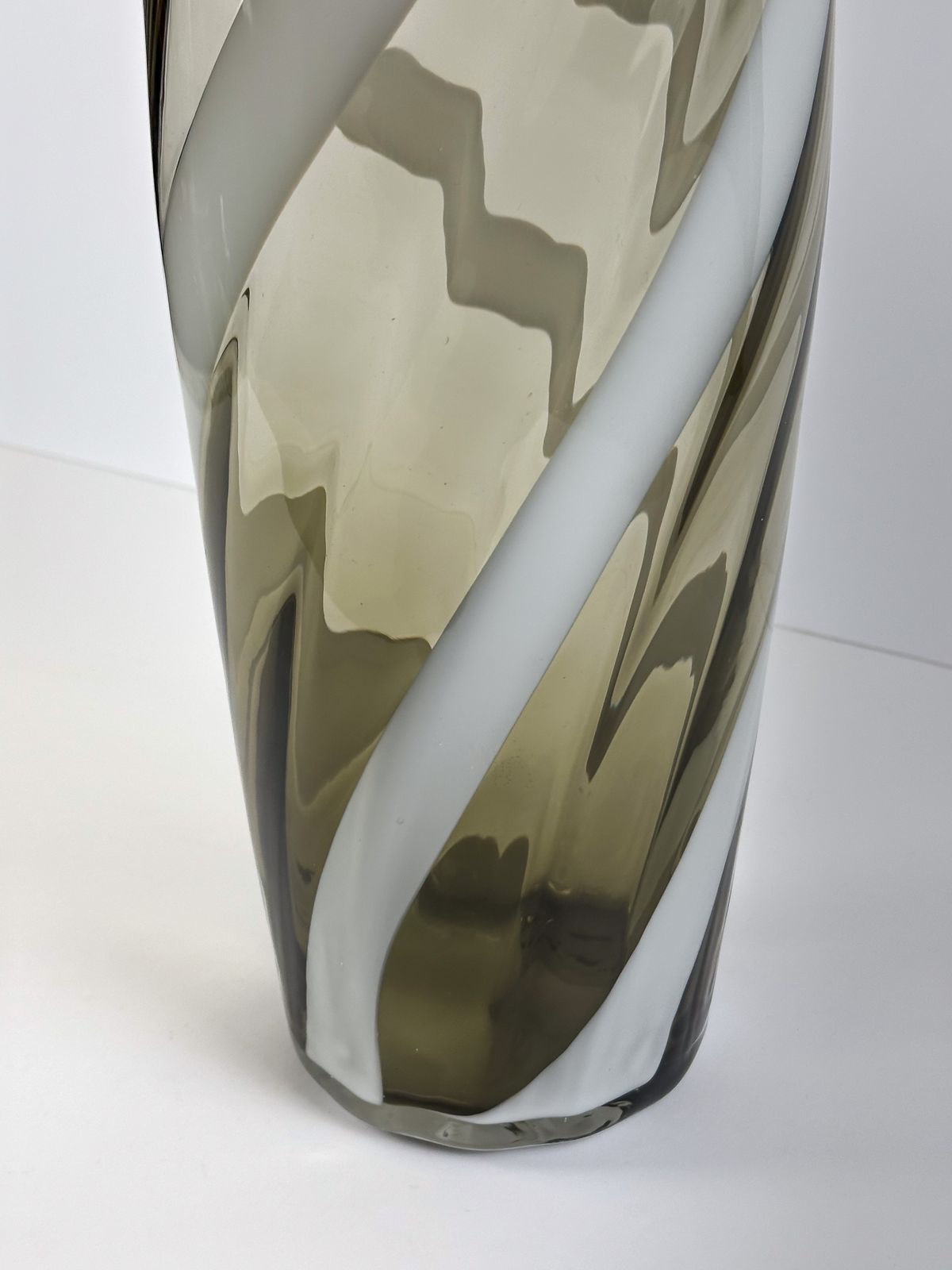 Tall Glass Floor Vase, Striped Design, Italian Mid Century 1960s photo buy