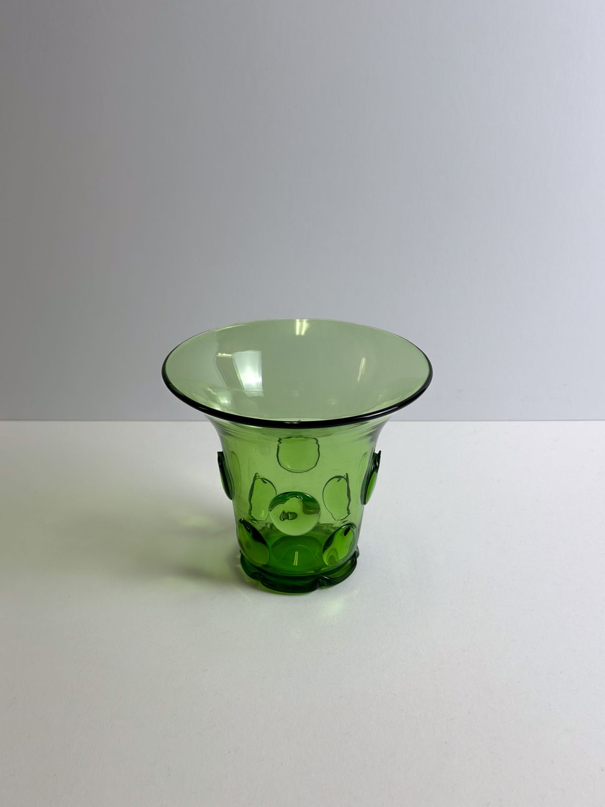 Green Glass Vase With Applied Punts, Wersin For Tiroler, Austria, 1924 photo vintage
