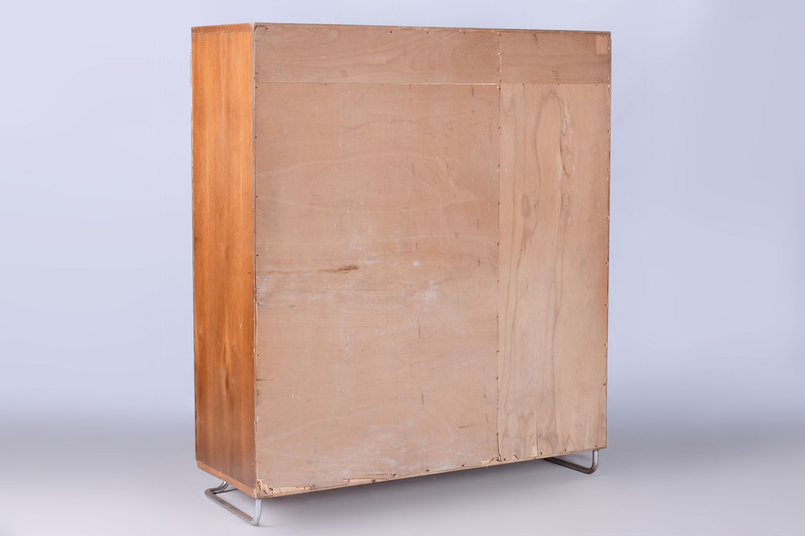 Restored Oak Bauhaus Wardrobe, Chrome Plated Steel, Czechia, 1930s photo 2300.0