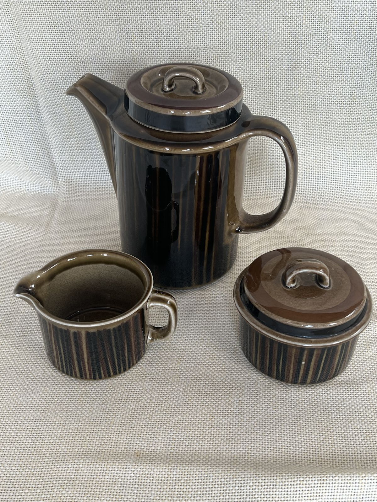 Arabia Finland Kosmos Gunvor Olin Grönqvist Ceramic Stoneware Set Green/Brown photo vinterior
