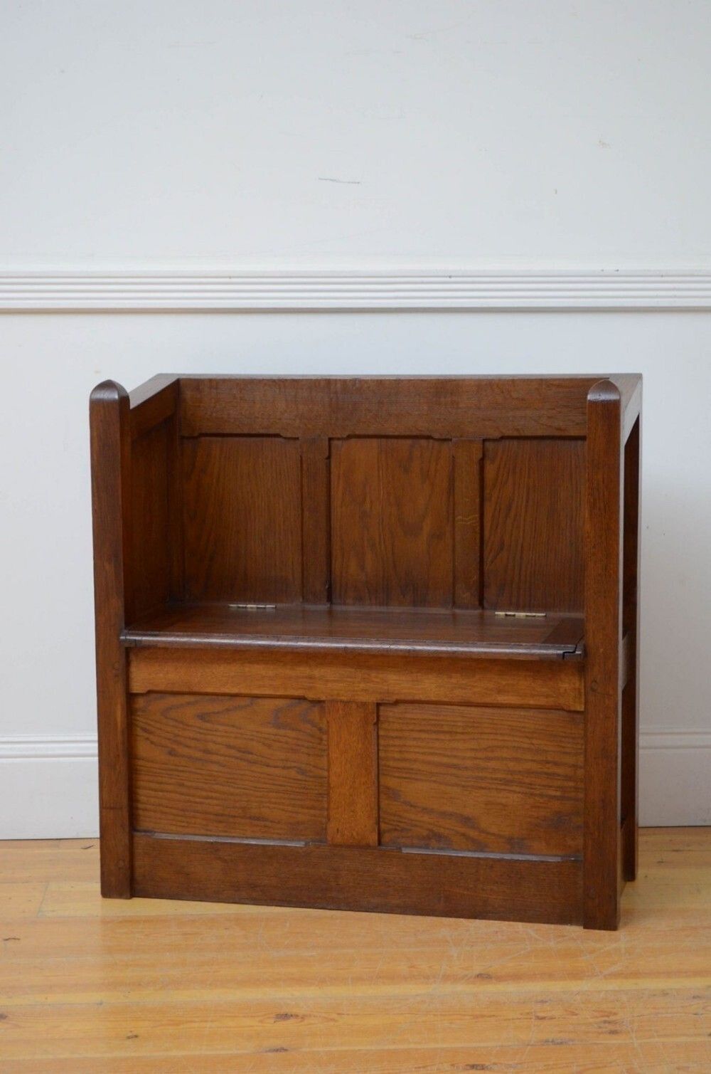 Gothic Revival Oak Hall Bench, 1800s photo for sale