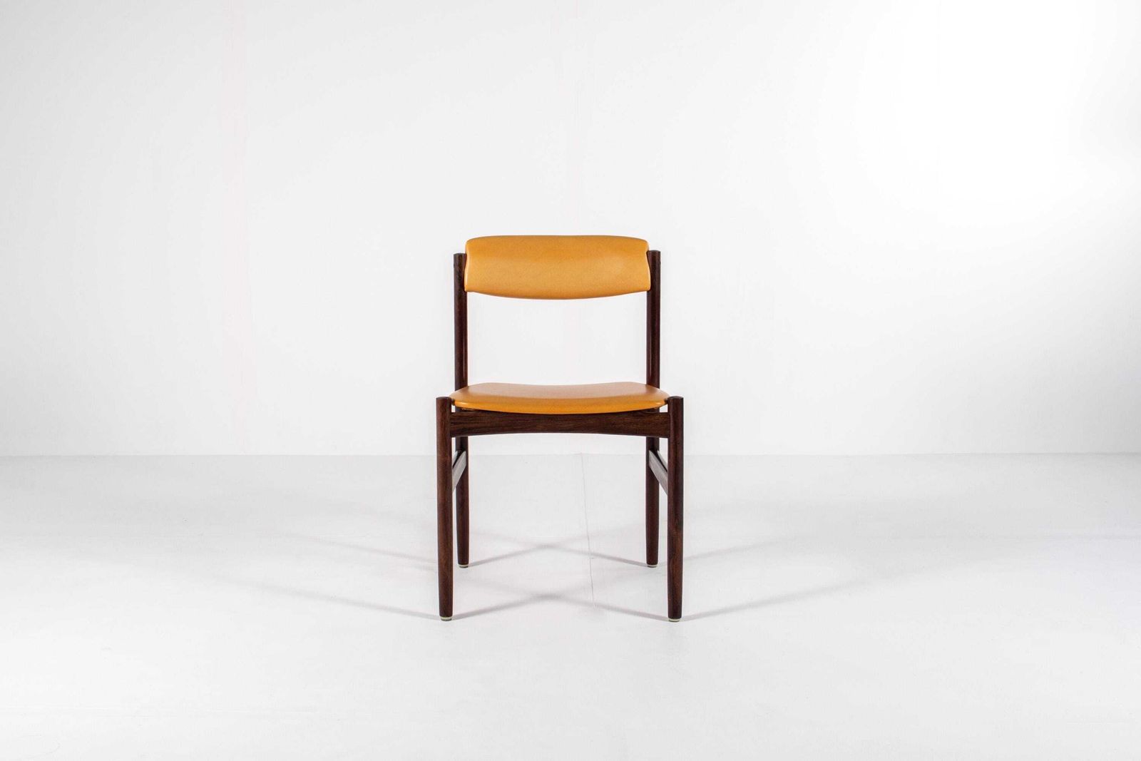 photo furniture Set Of 6 Danish Mid Century Rosewood Dining Chairs With Yellow Skai, 1960s
