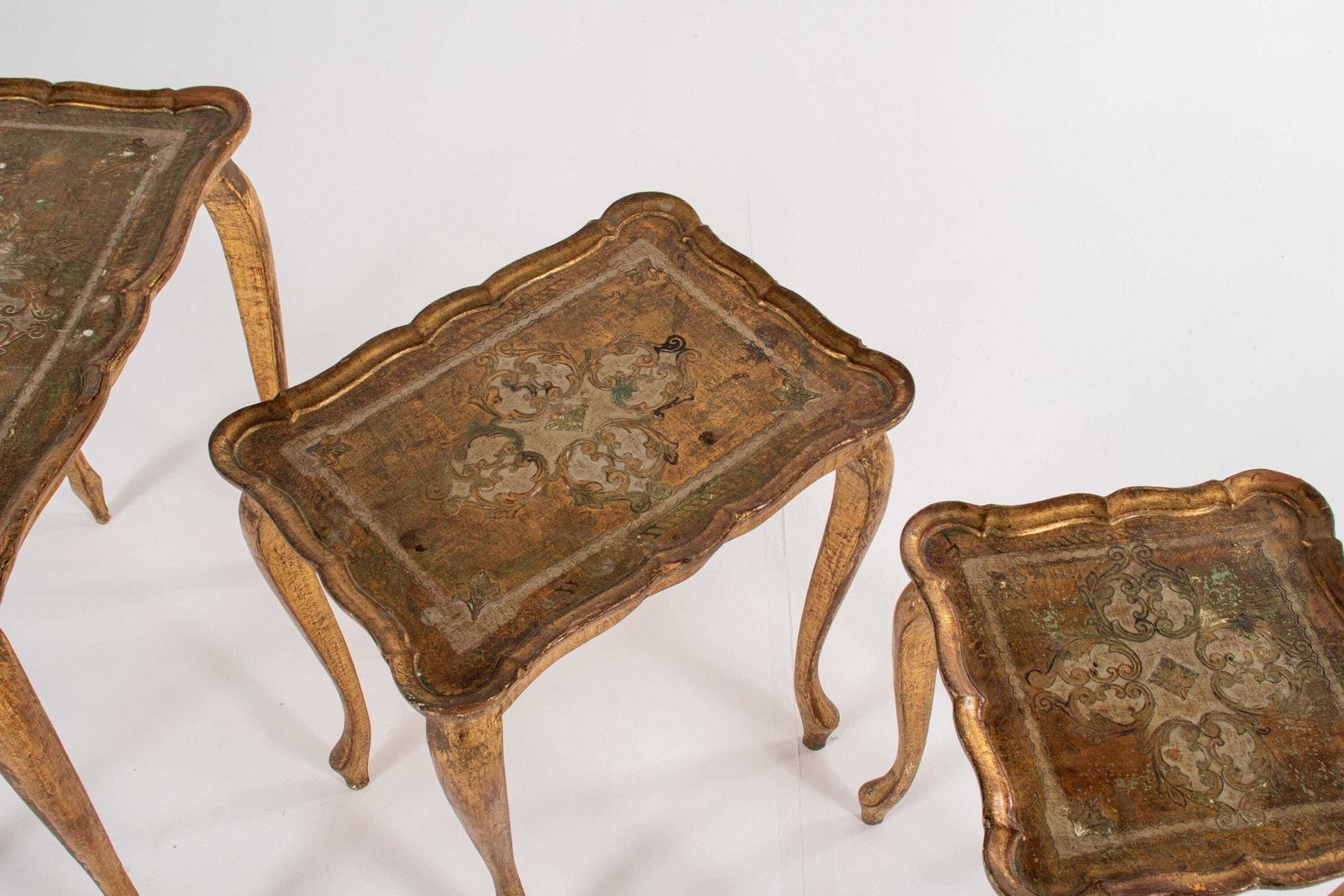 Furniture Set Of 3 Vintage Italian Florentine Nesting Tables photo