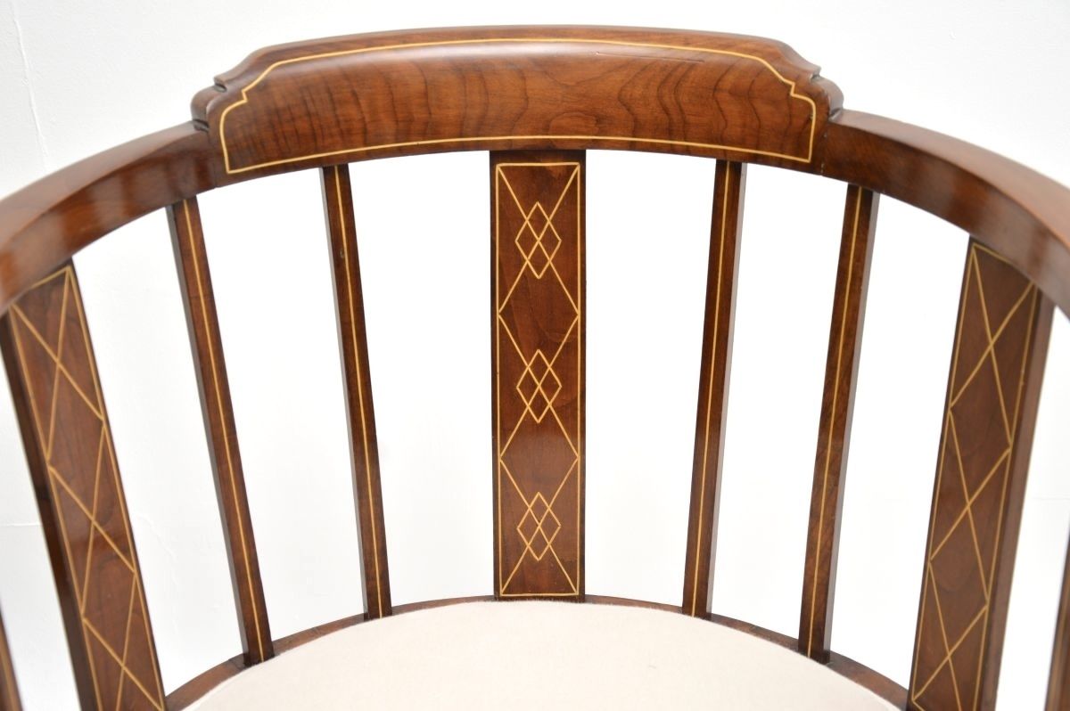 Pair Of Antique Edwardian Inlaid Walnut Armchairs photo buy
