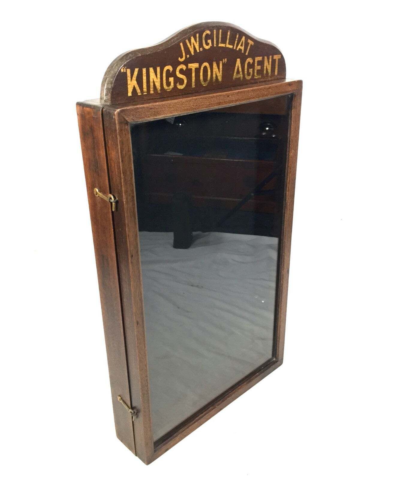 Antique Advertising Wooden Showcase Shop Display Sign Box J. W. Gilliat Kingston photo furniture