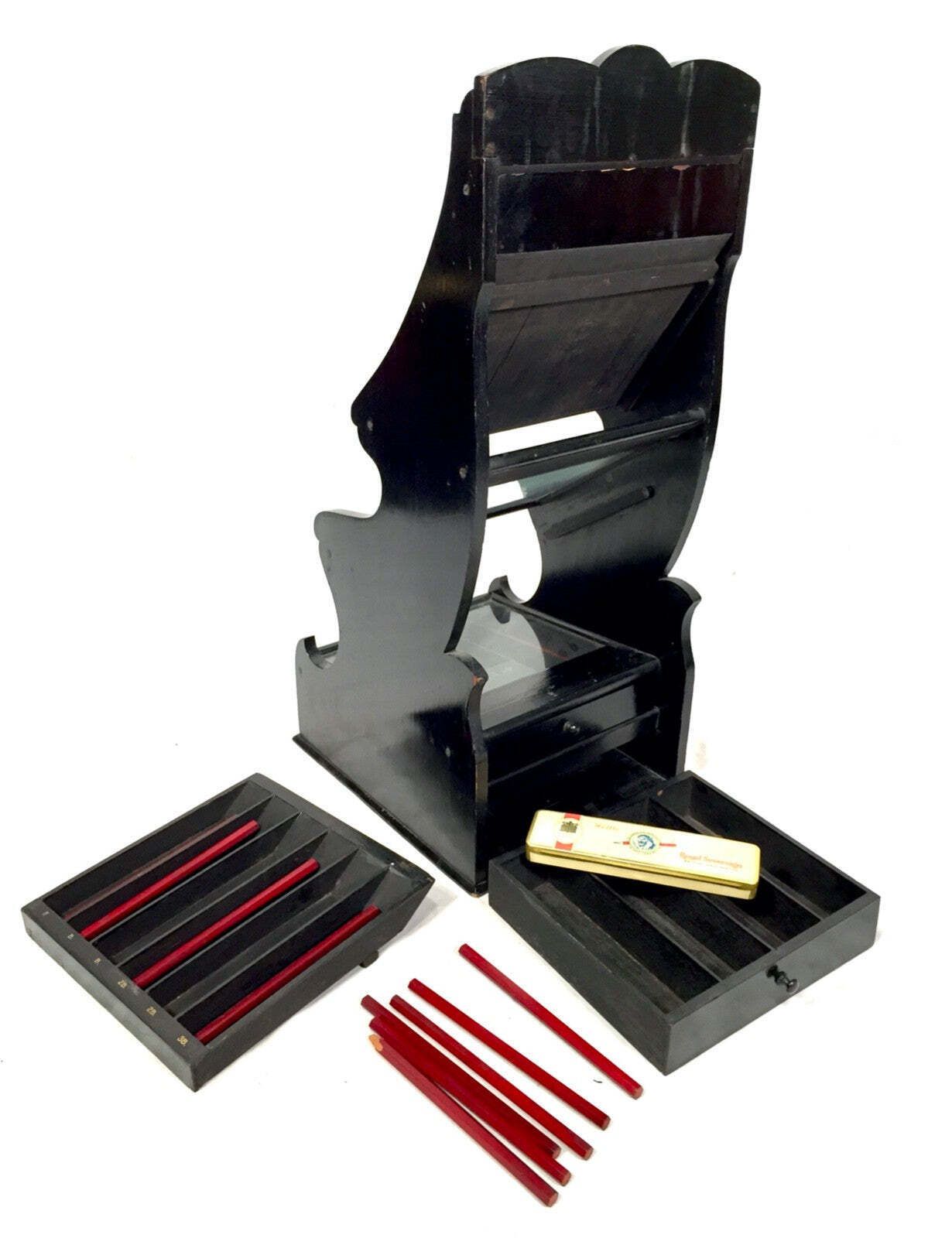 Antique Advertising E.Wolff & Son Of London Pencil Shop Display Cabinet Case photo vinterior