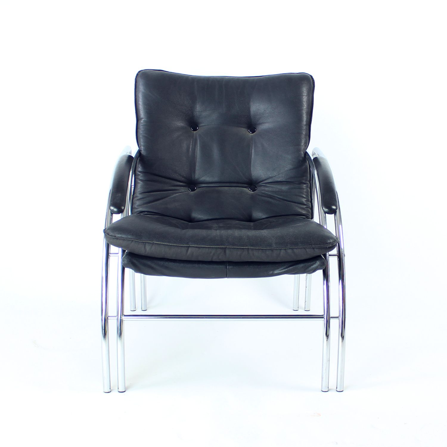 Mid Century Chrome Lounge Chair By Viliam Chlebo For Kodreta, Czechoslovakia, 1980s photo furniture