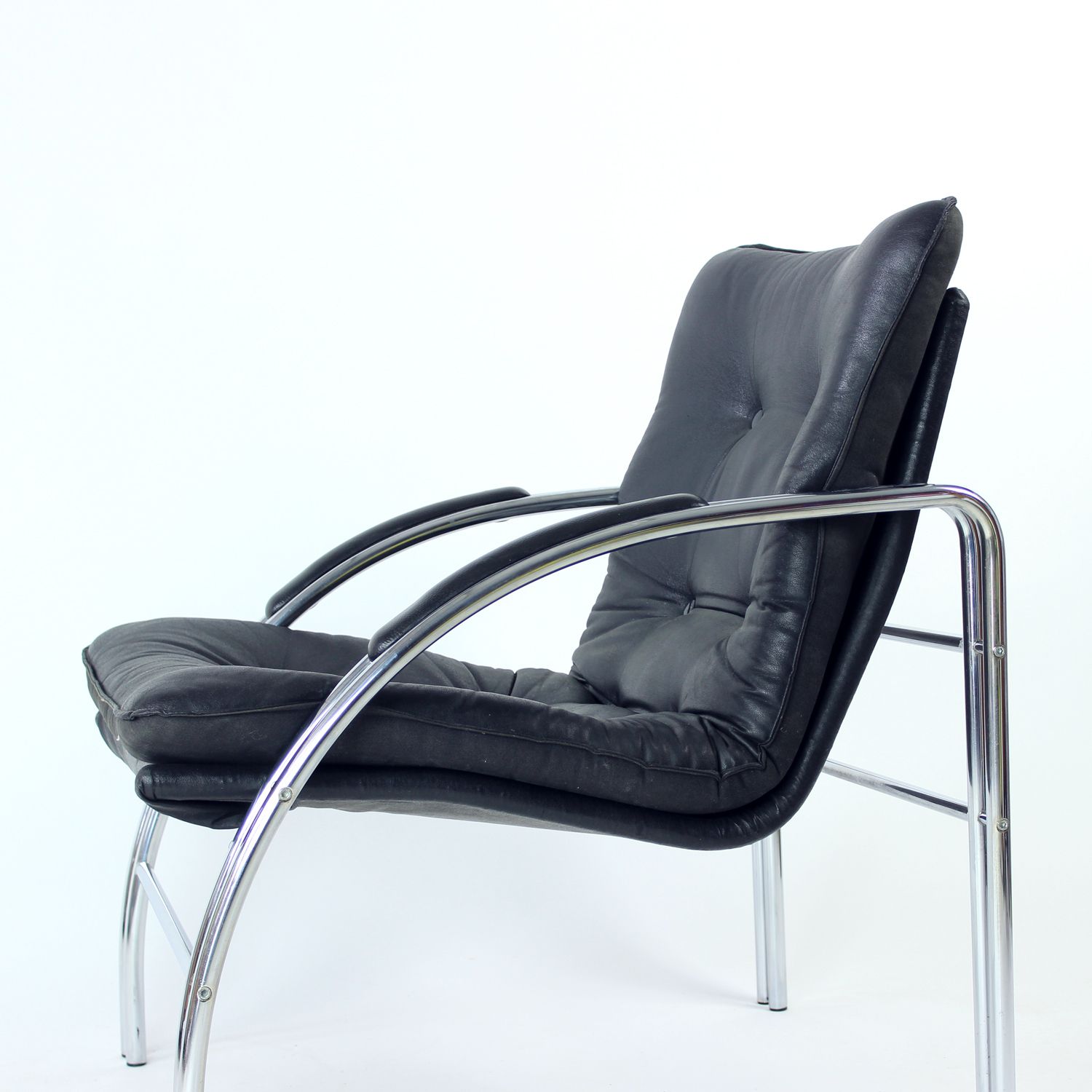 Mid Century Chrome Lounge Chair By Viliam Chlebo For Kodreta, Czechoslovakia, 1980s photo Furniture
