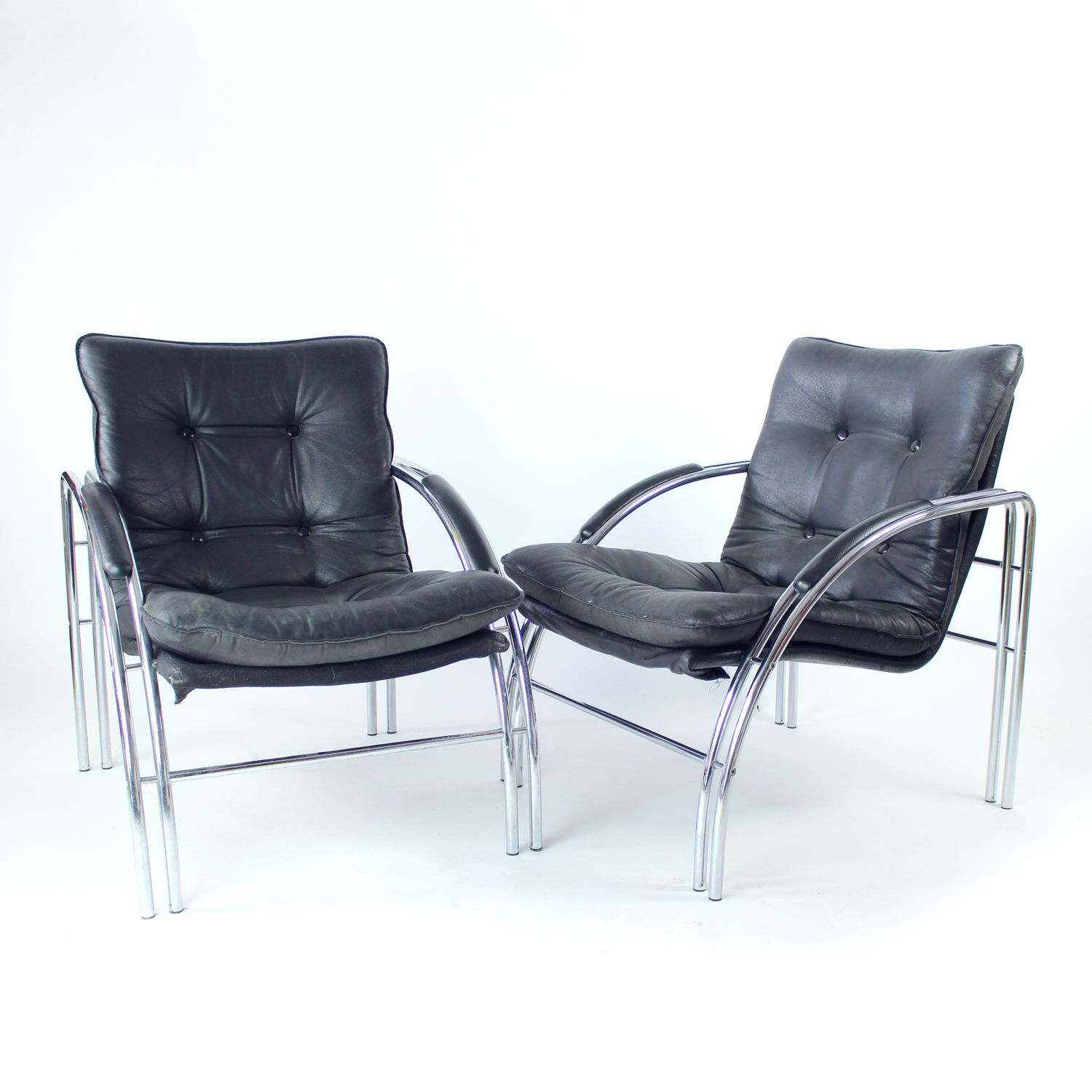 Mid Century Chrome Lounge Chair By Viliam Chlebo For Kodreta, Czechoslovakia, 1980s photo vintage