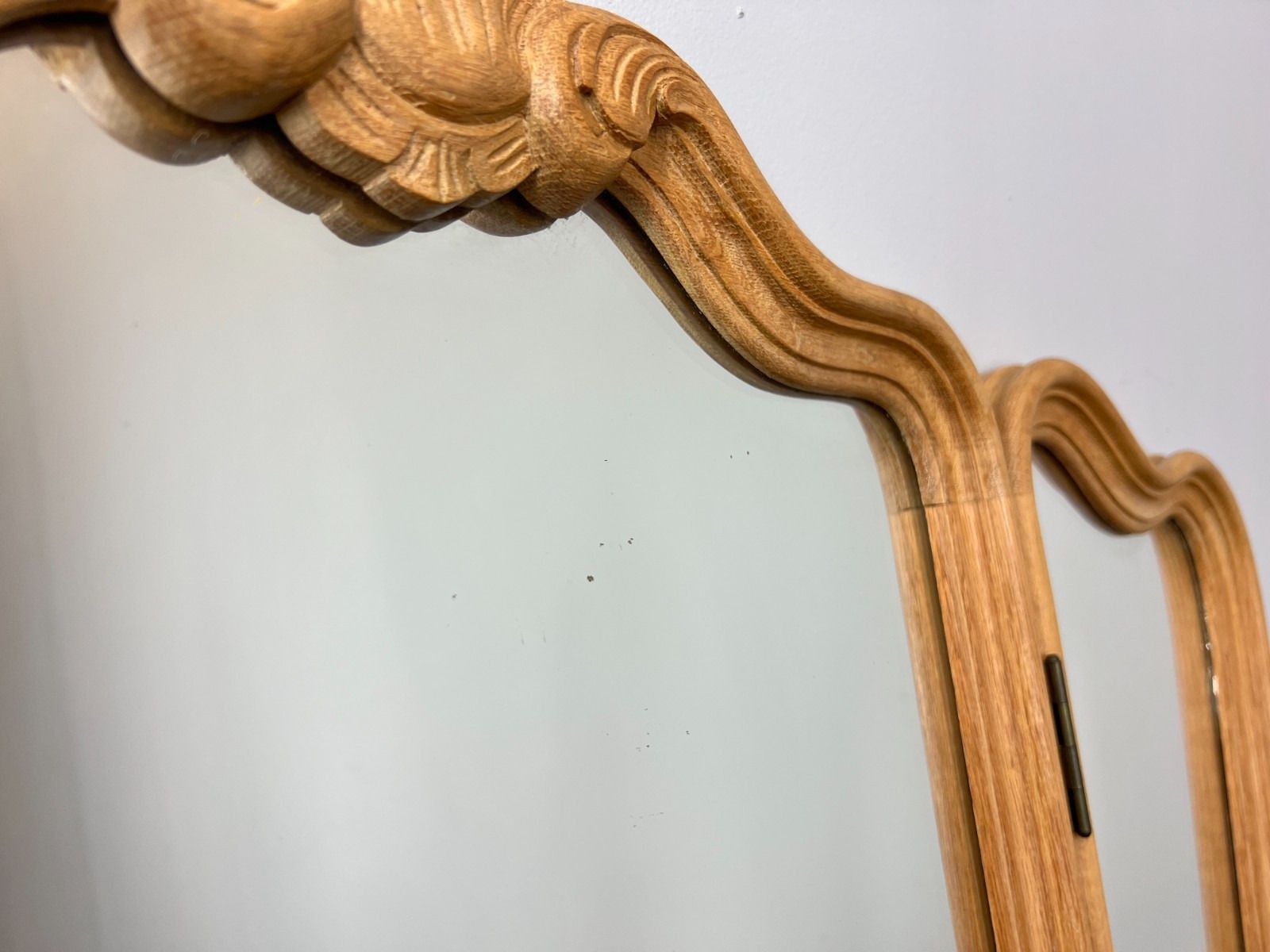 Mirror Vintage French Style Oak Triple Dressing Mirror Curved Frame Lot 4081 photo vinterior