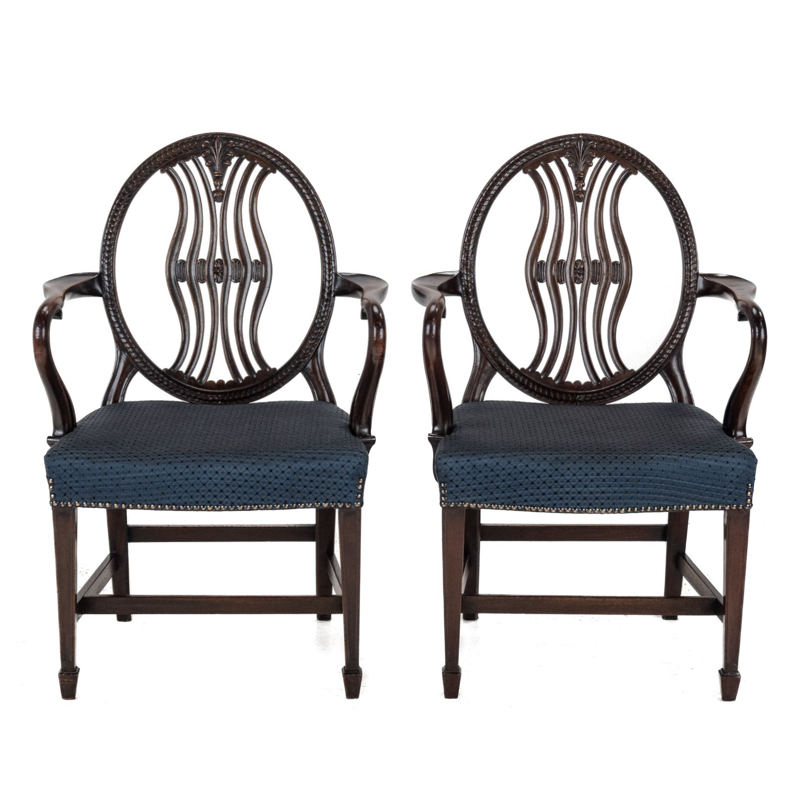 Pair Of Late 19th Century Mahogany Hepplewhite Style Armchairs (Carvers), C.1870 photo furniture