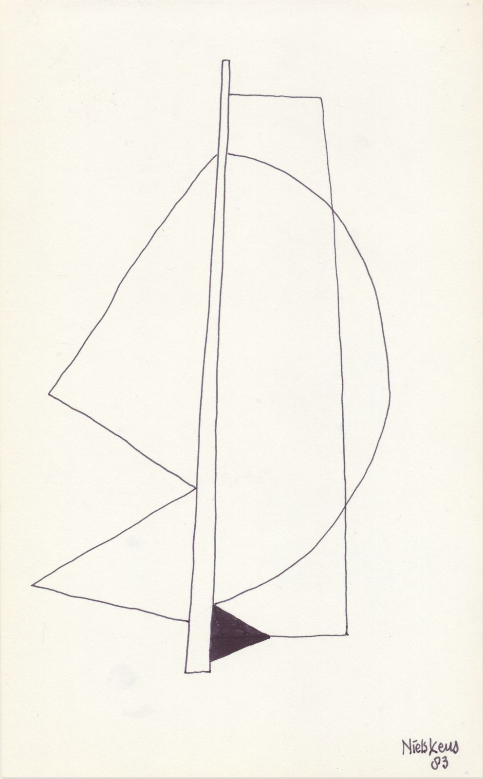 Austere Late 20th Century Abstract Drawing By Important Dutch Sculptor photo furniture