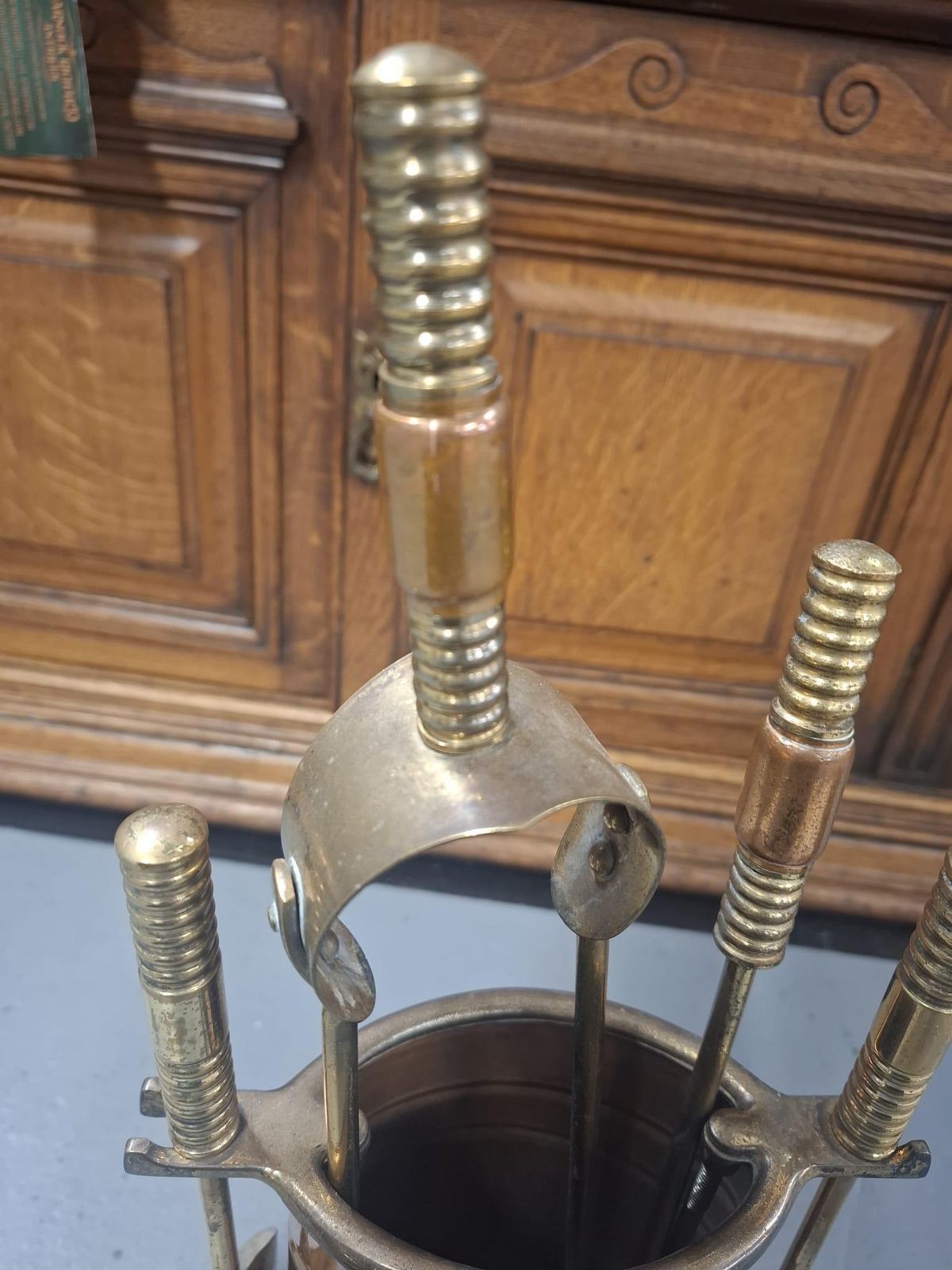 Edwardian Brass And Copper Fire Companion Set photo Home Fixtures
