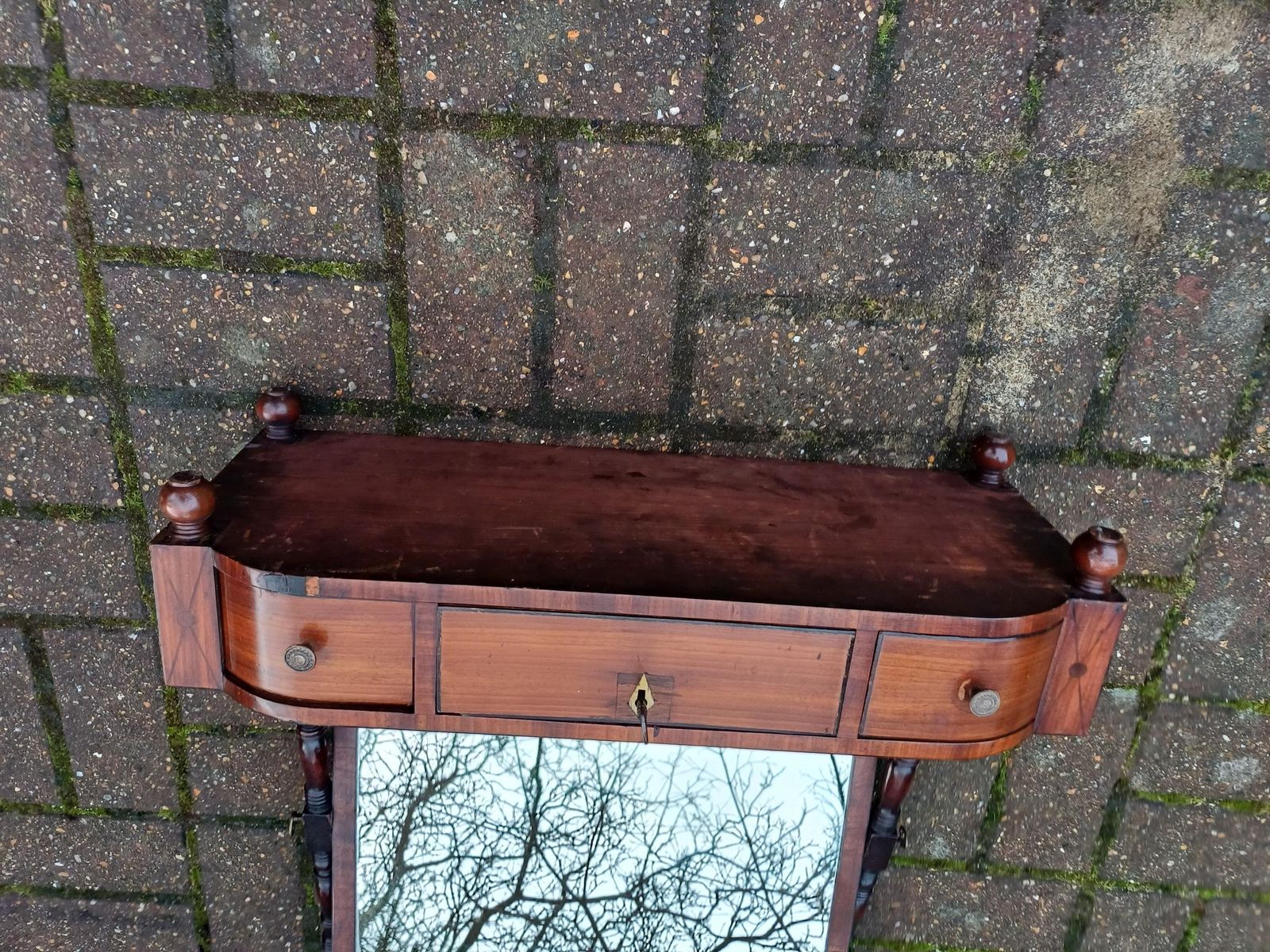 Beautifully Aged Antique 19th Century Mahogany Dressing Table Swing Mirror With Drawers Original Key Georgian Victorian photo Furniture