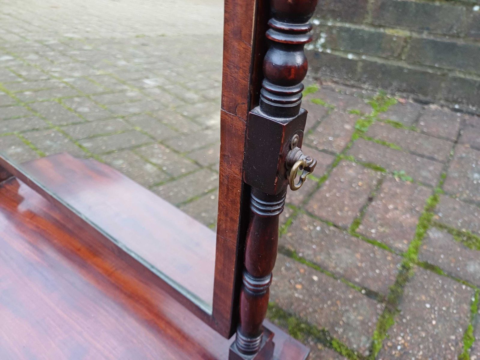 Beautifully Aged Antique 19th Century Mahogany Dressing Table Swing Mirror With Drawers Original Key Georgian Victorian photo 350.0