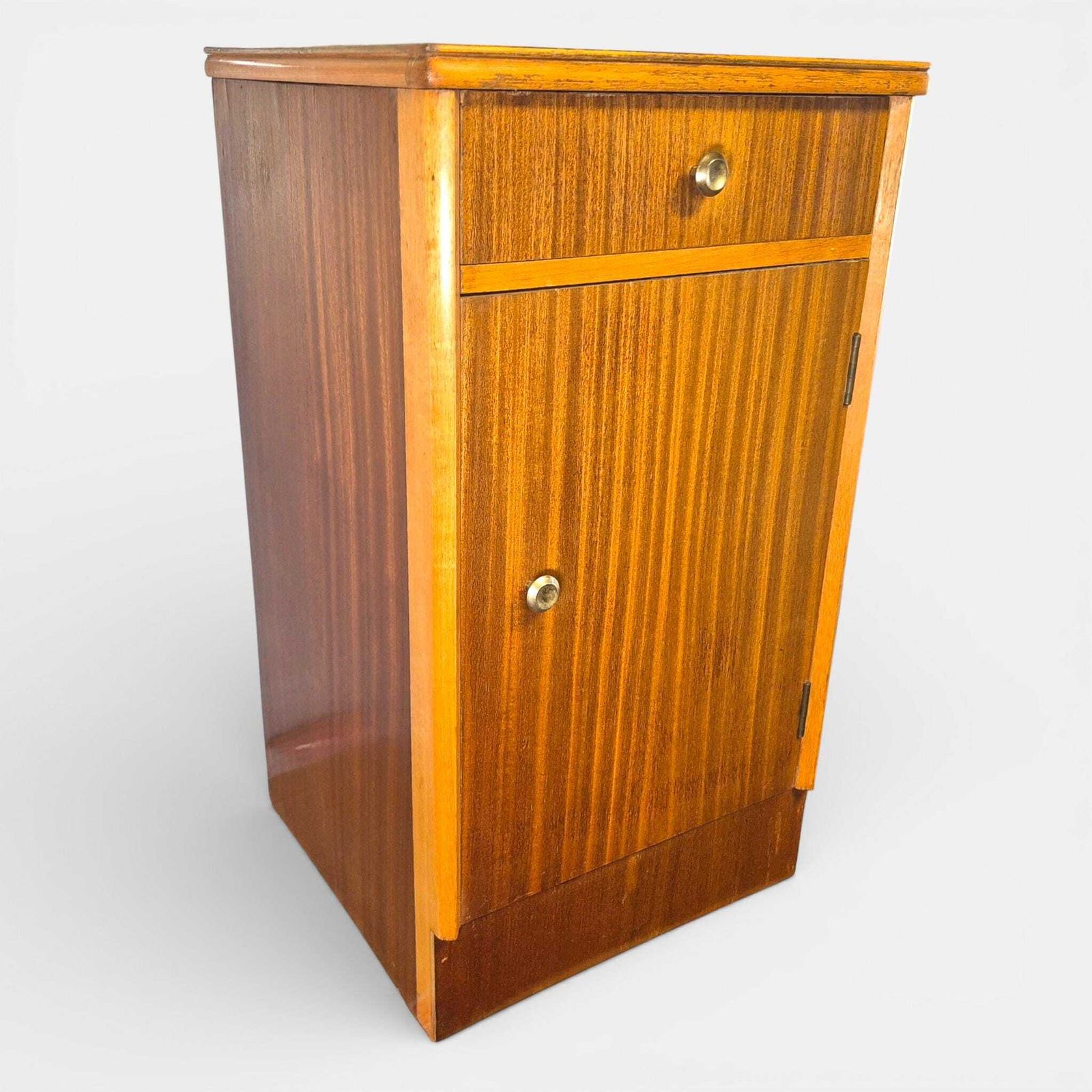 Art Deco Teak Bedside Cabinet | Vintage 1930s Nightstand Cupboard | Antique Bedside Table photo vintage