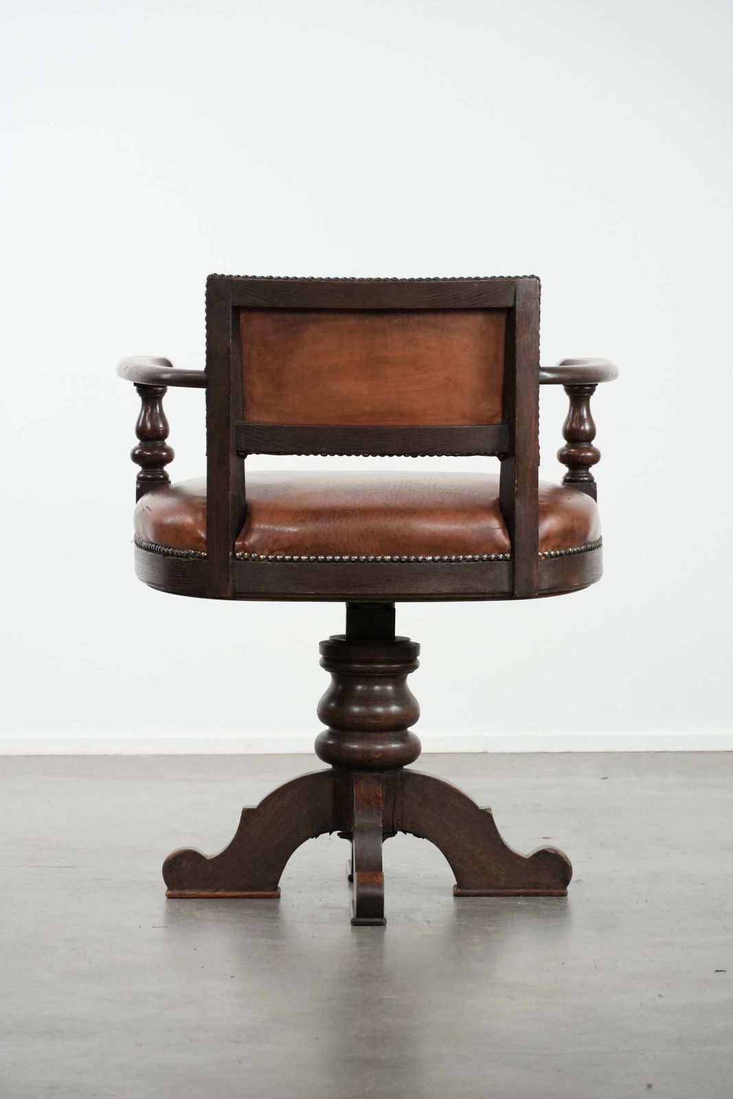 Beautiful Elegant Antique Sheepskin Desk Chair With A Heavy Wooden Frame photo Furniture
