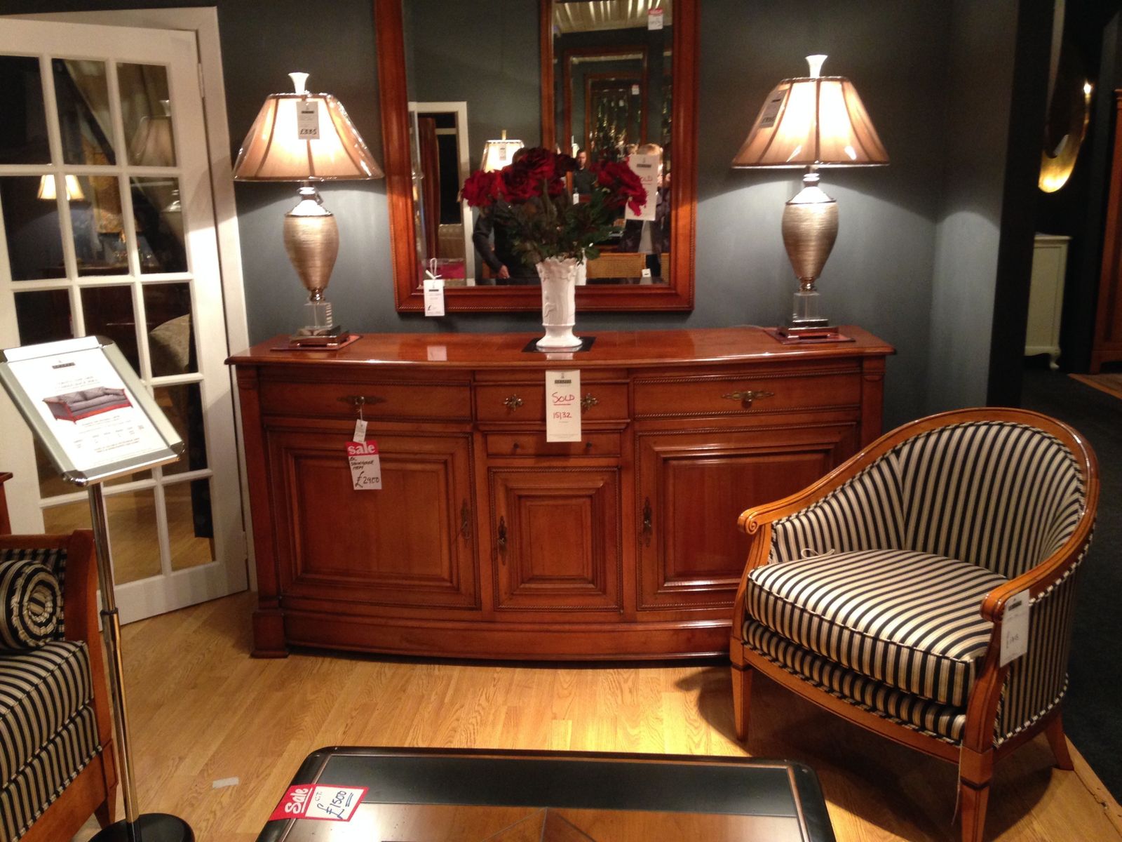 Cherrywood Side Board With Matching Mirror photo for sale