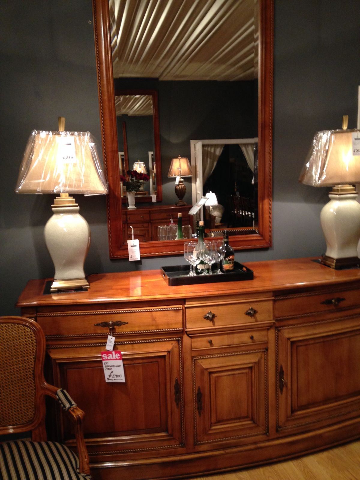 Cherrywood Side Board With Matching Mirror photo Furniture
