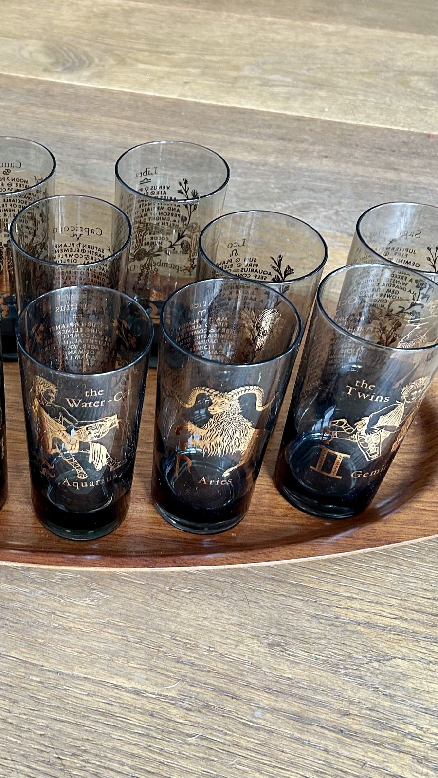 Rare Complete Set Federal Zodiac Hi Ball Glasses   All 12 Signs photo for sale