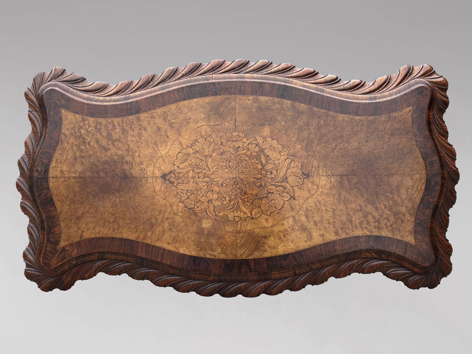 Mid 19th Century Victorian Period Burr Walnut Carved Centre Table photo Furniture