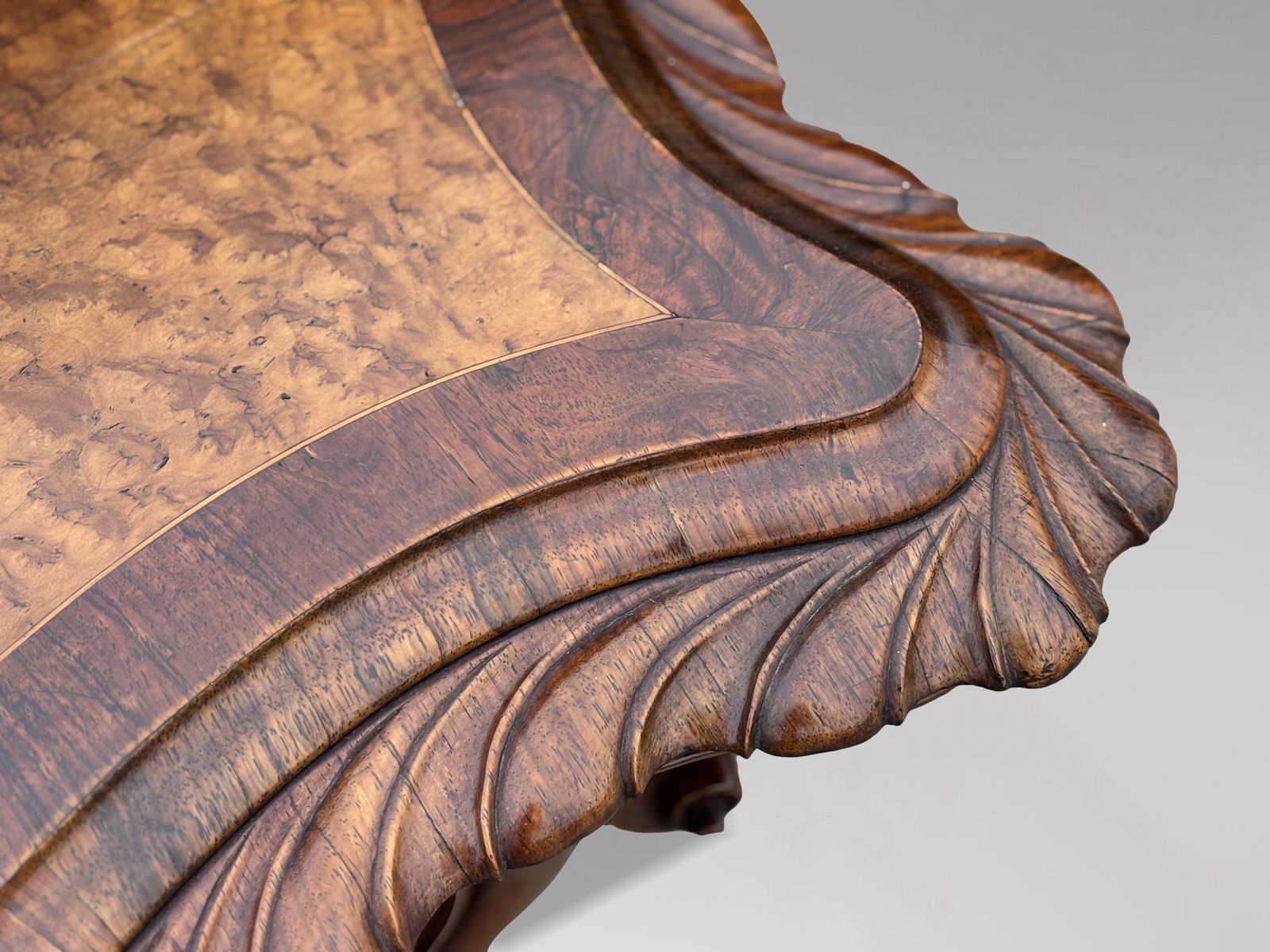 5800.0 Mid 19th Century Victorian Period Burr Walnut Carved Centre Table photo
