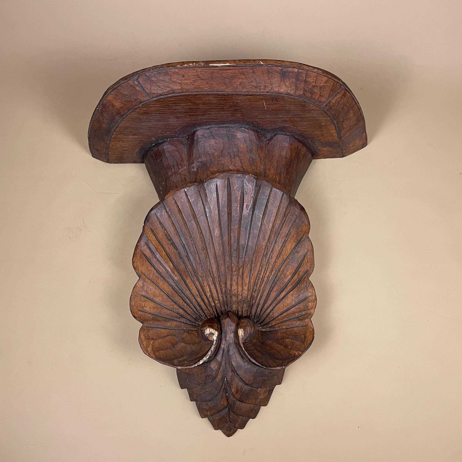 Antique Carved Wood Wall Bracket Shelf Victorian Floral Hand Carved Indian Architectural Decor Hand Crafted Classic Home Decor photo for sale