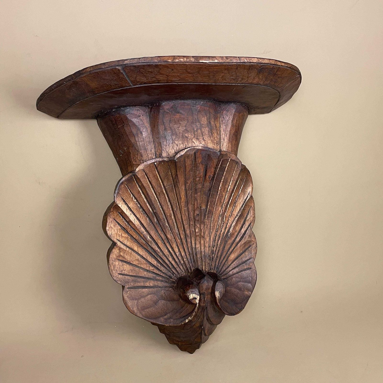 Antique Carved Wood Wall Bracket Shelf Victorian Floral Hand Carved Indian Architectural Decor Hand Crafted Classic Home Decor photo vintage