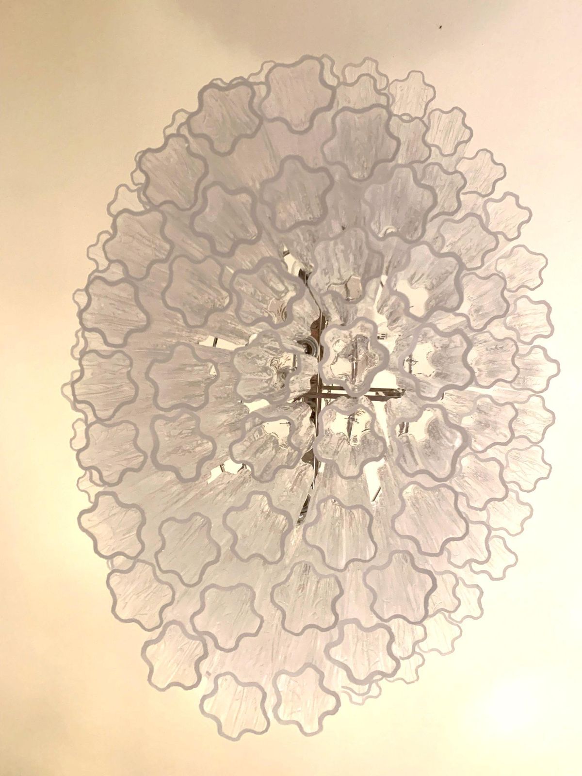 Contemporary Oval Transparent “Tronchi” Murano Glass Chandelier In Venini Style. photo vintage