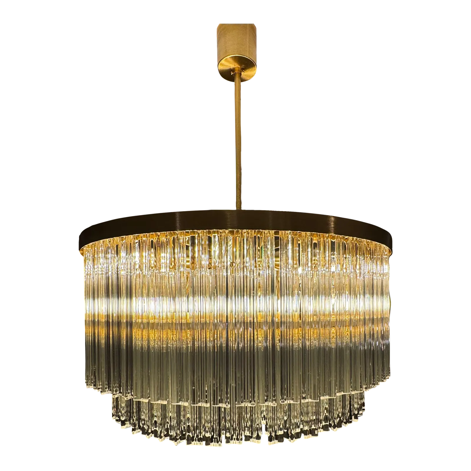 Murano Glass Chandelier With Clear Triedo Glass Italian Pure Art