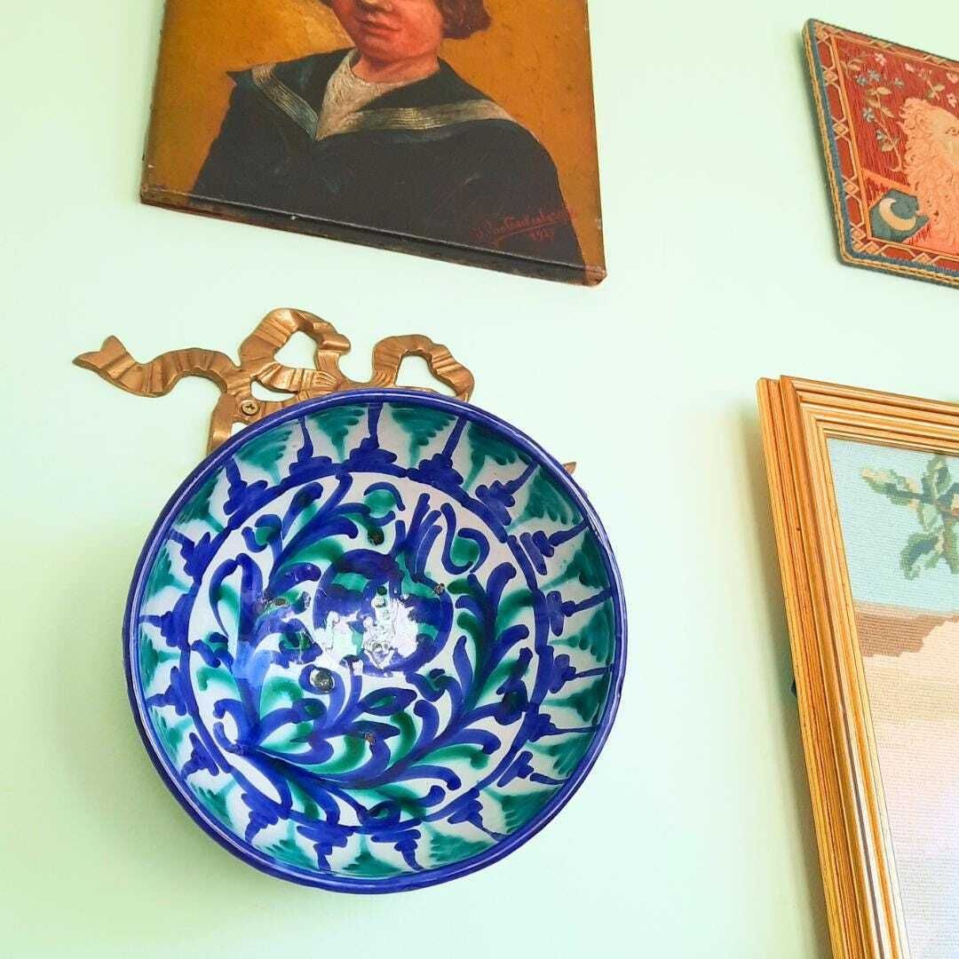 Spanish Pottery Hand Painted Wall Plate Or Bowl Lebrillo Made In Granada Spain Can Be Hanged photo furniture