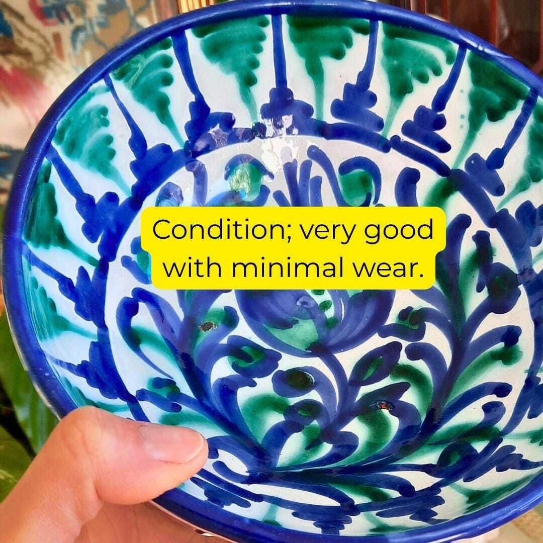 Spanish Pottery Hand Painted Wall Plate Or Bowl Lebrillo Made In Granada Spain Can Be Hanged photo vintage
