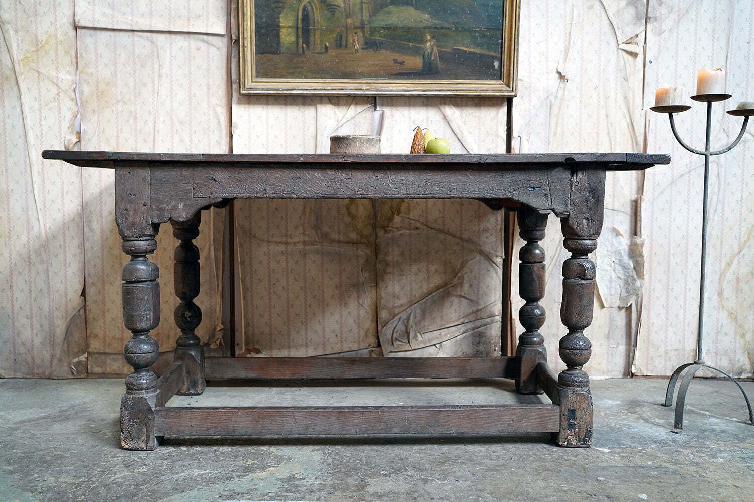 A 17thc English Graffitied Oak Refectory Table; Southwick Hall, Northamptonshire C.1680 photo Furniture