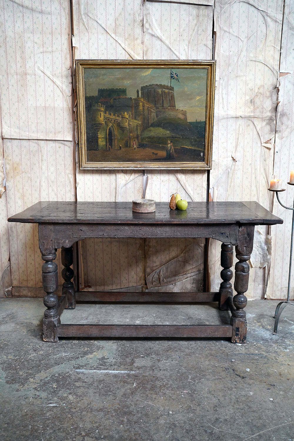 A 17thc English Graffitied Oak Refectory Table; Southwick Hall, Northamptonshire C.1680