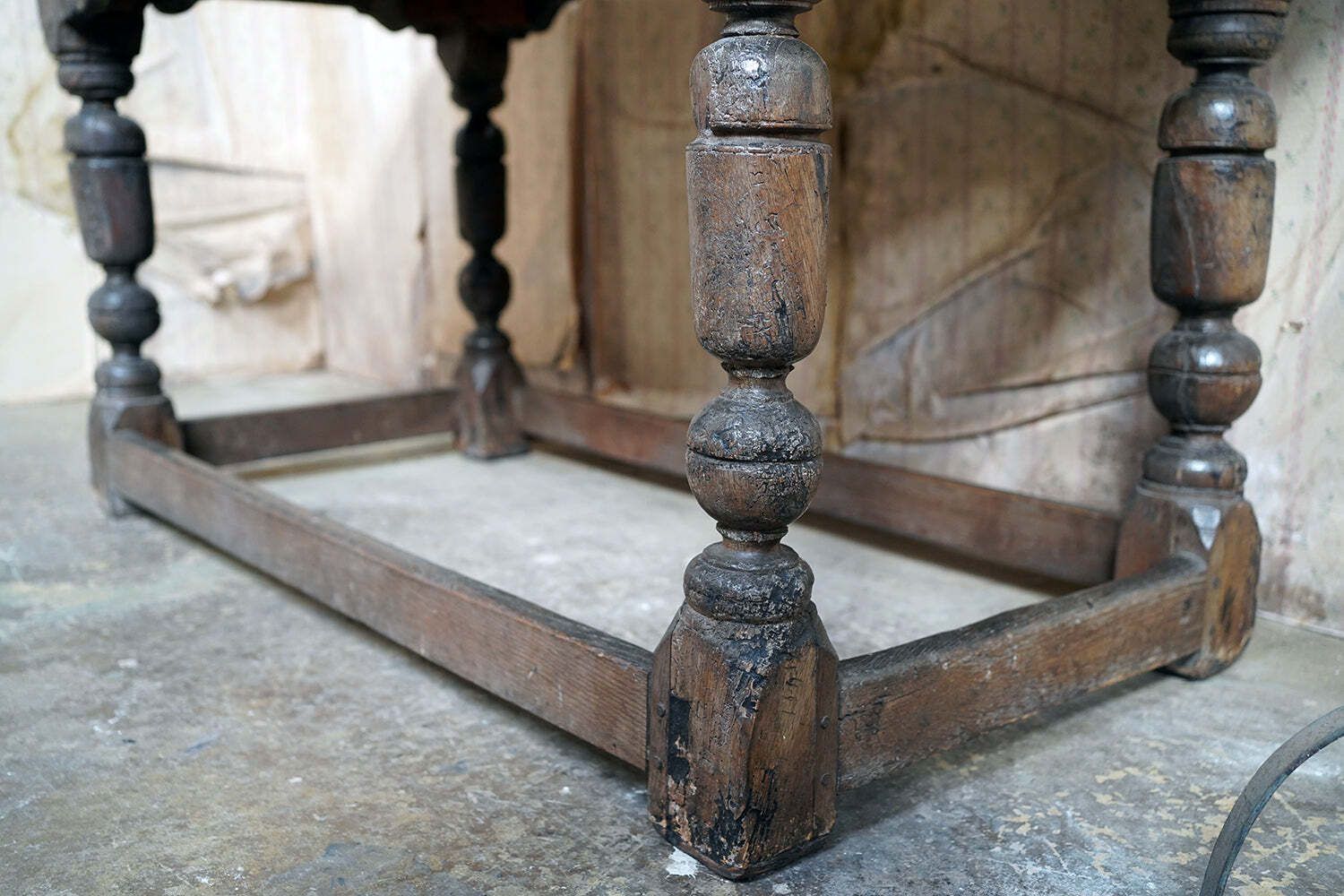 photo vinterior A 17thc English Graffitied Oak Refectory Table; Southwick Hall, Northamptonshire C.1680