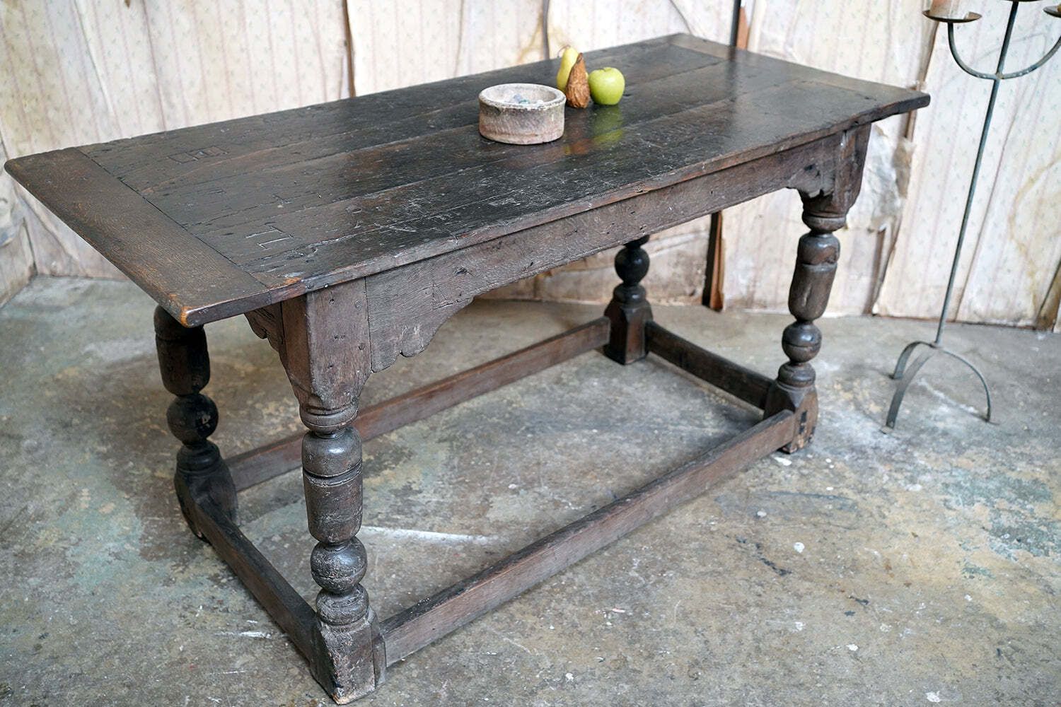 photo buy A 17thc English Graffitied Oak Refectory Table; Southwick Hall, Northamptonshire C.1680