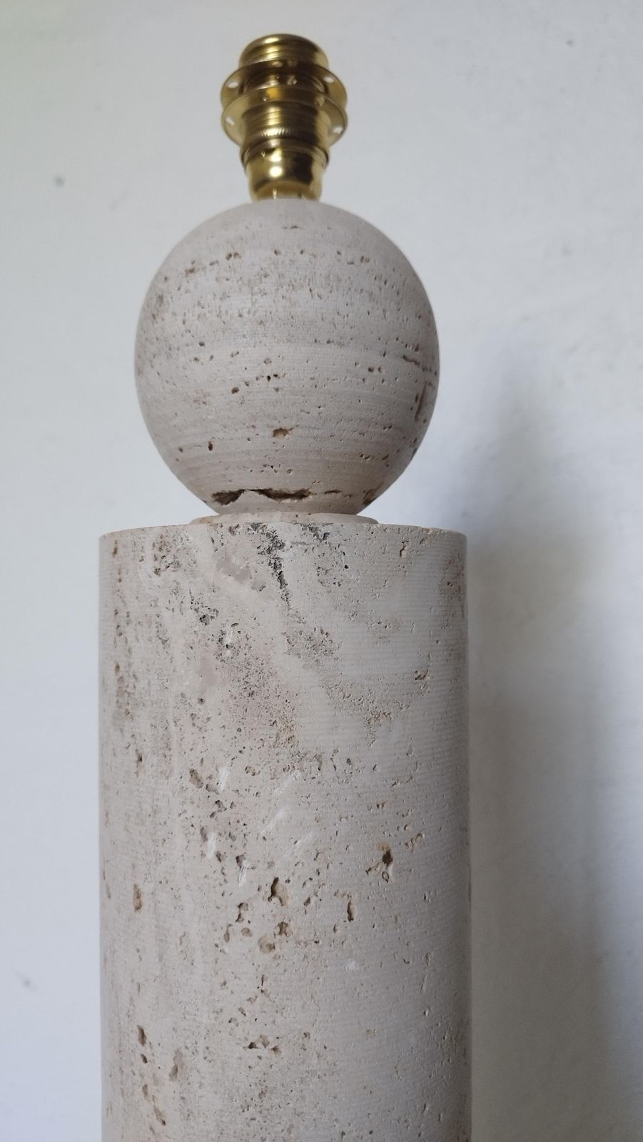 photo buy 1980s Italian Travertine Table Side Lamp Sculptural Stone Obelisk Mid Century Modern