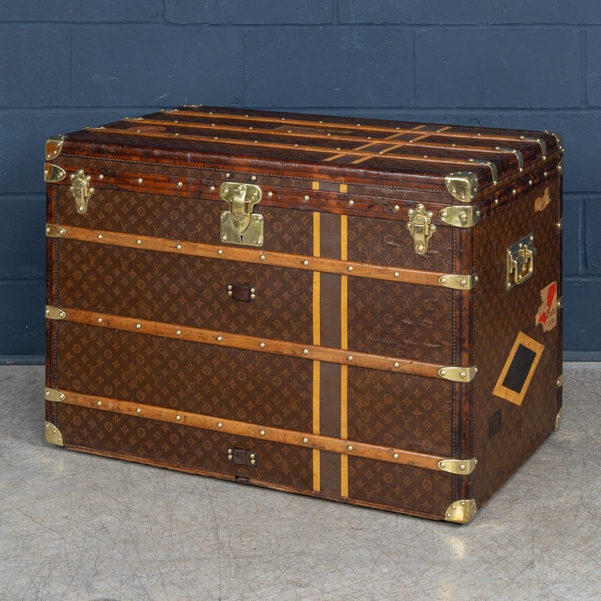 Antique 20th Century Louis Vuitton Trunk In Monogram Canvas, France C.1920 photo furniture