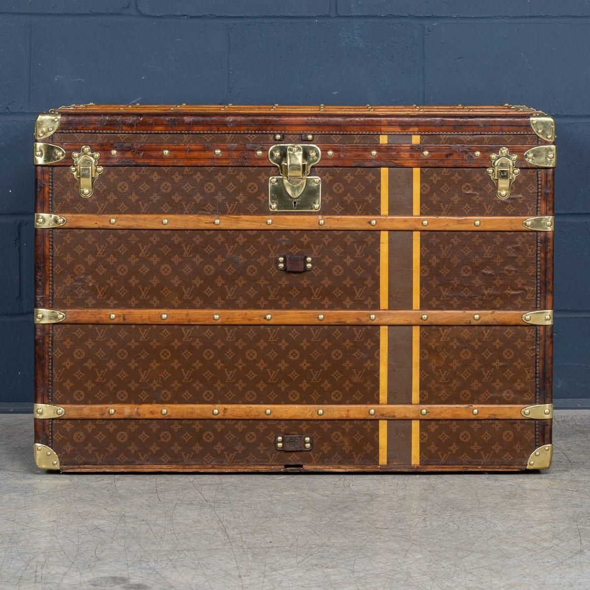 Antique 20th Century Louis Vuitton Trunk In Monogram Canvas, France C.1920 photo for sale