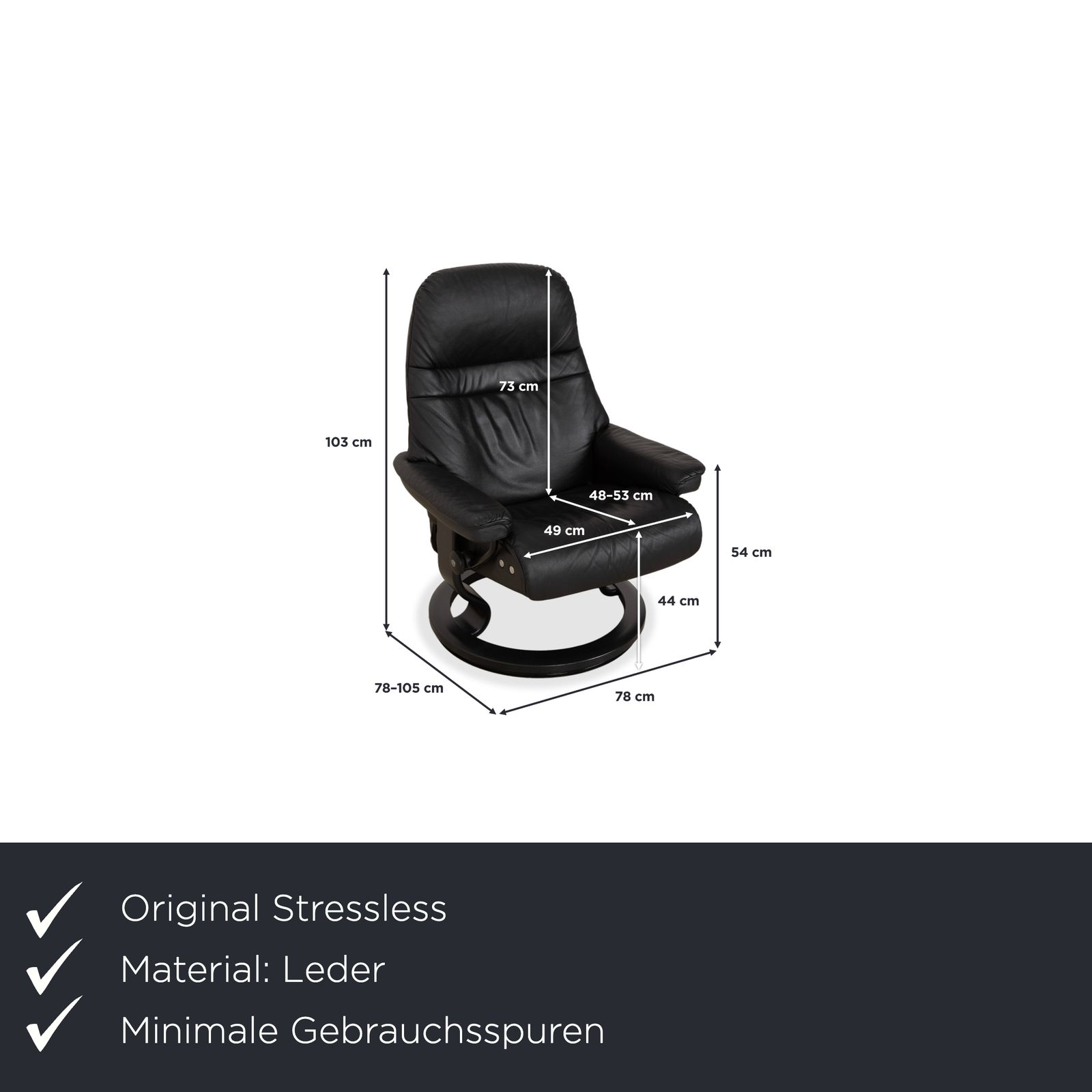 Stressless Sunrise Leather Recliner Dark Grey Anthracite With Manual Reclining Function photo furniture