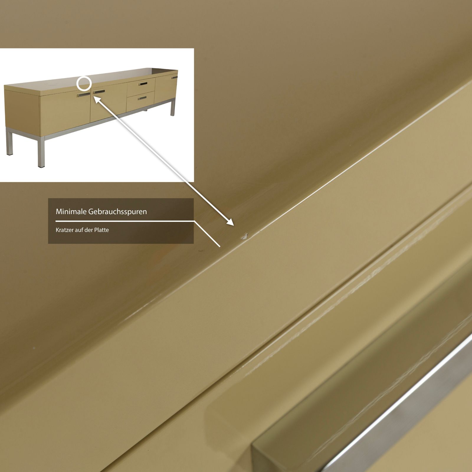 Buffet Cappellini en bois laqué brillant, crème et jaune, avec tiroirs photo buy
