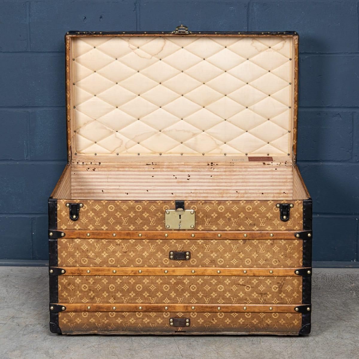 photo furniture Antique 19th Century Louis Vuitton Trunk In Woven Canvas, France C.1890