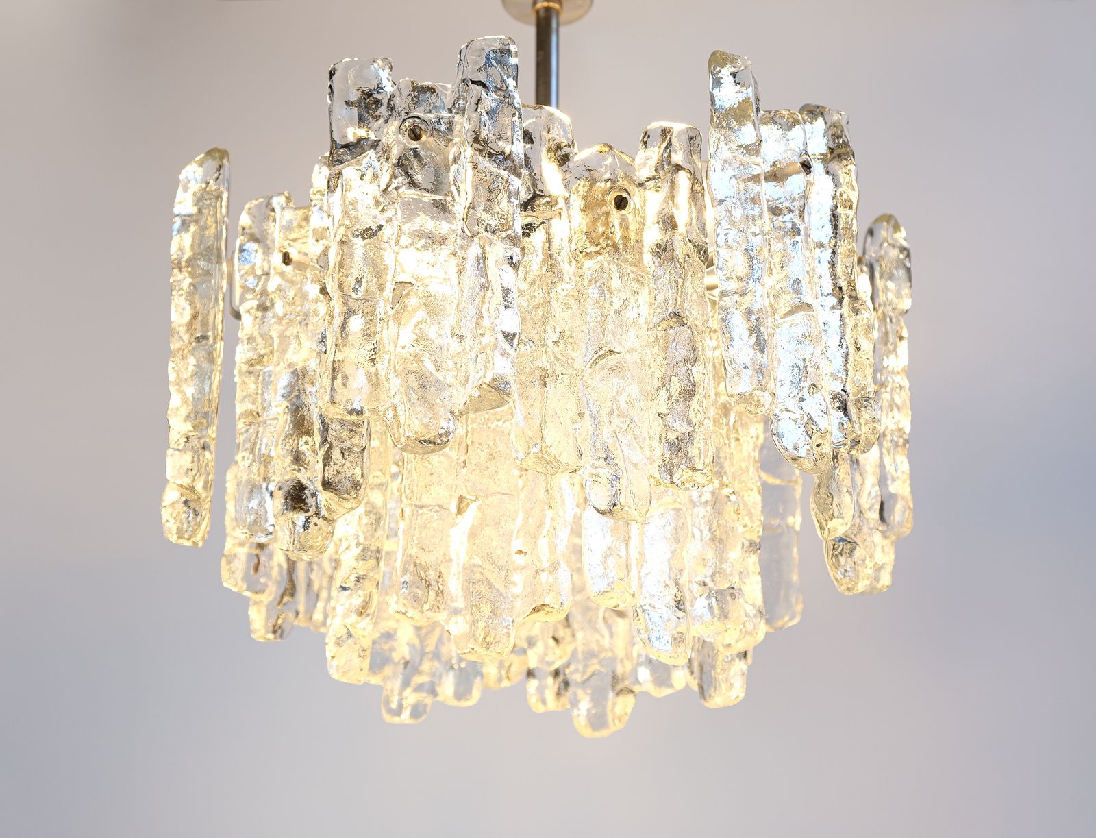 Mid Century Ice Glass Chandelier By J.T. Kalmar, Austria C.1970s photo Lighting